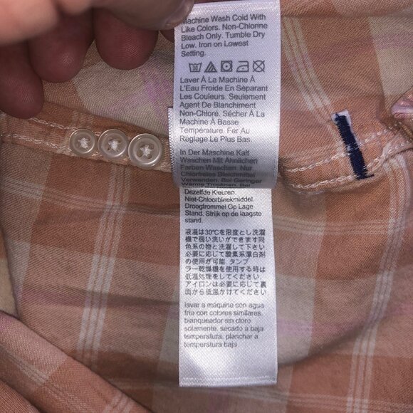 JCrew Flannel Shirt Womens 2 Peach Friday Plaid Relaxed-Fit Featherweight Cotton - Picture 8 of 9